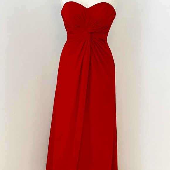 Nordstrom 4 Maxi Twist Strapless Formal Dress Red - Picture 2 of 13
